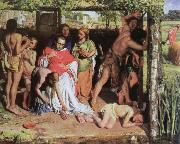 William Holman Hunt a converted british family sheltering a christian priest from the persecution of the druids Germany oil painting artist